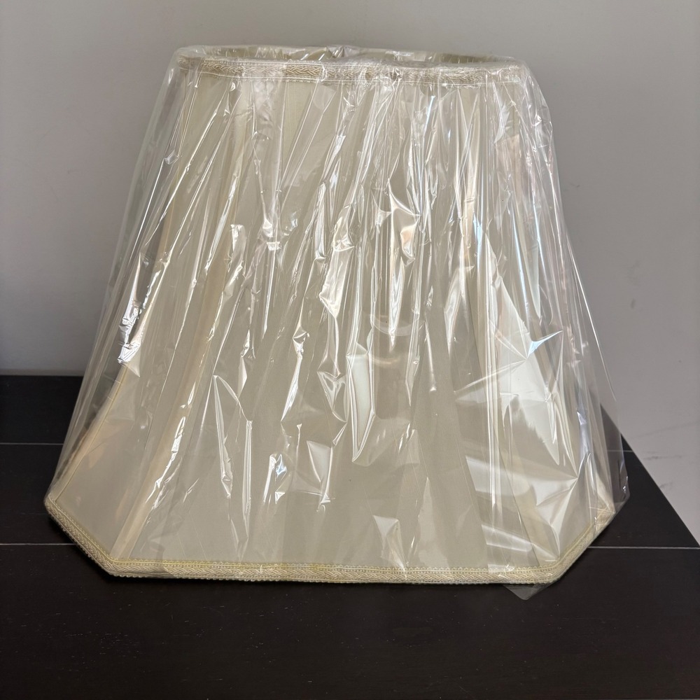 Cream Hexagonal Bell Lamp Shades with Braided Trim | SET OF 2 | Spider Fitter - Picture 5 of 16